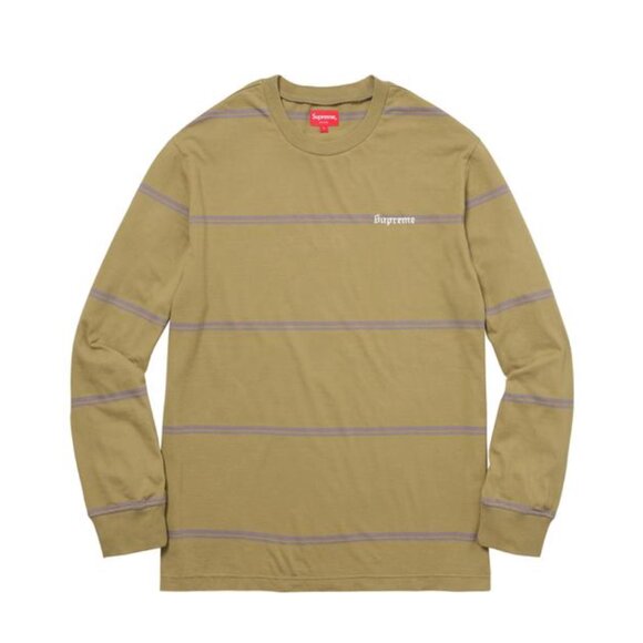 NWT SUPREME STRIPED L/S TOP T-SHIRTS OLIVE L